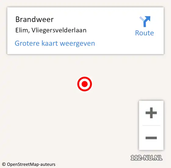 Locatie op kaart van de 112 melding: Brandweer Elim, Vliegersvelderlaan op 12 september 2014 23:04