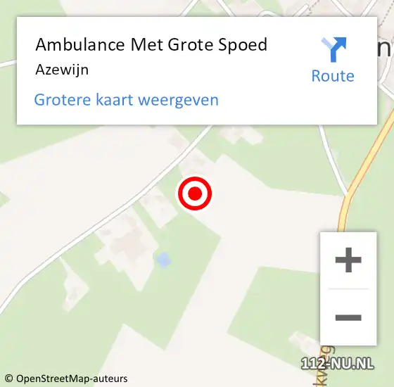 Locatie op kaart van de 112 melding: Ambulance Met Grote Spoed Naar Azewijn op 27 oktober 2023 09:09