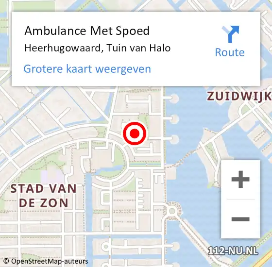 Locatie op kaart van de 112 melding: Ambulance Met Spoed Naar Heerhugowaard, Tuin van Halo op 27 oktober 2023 09:16