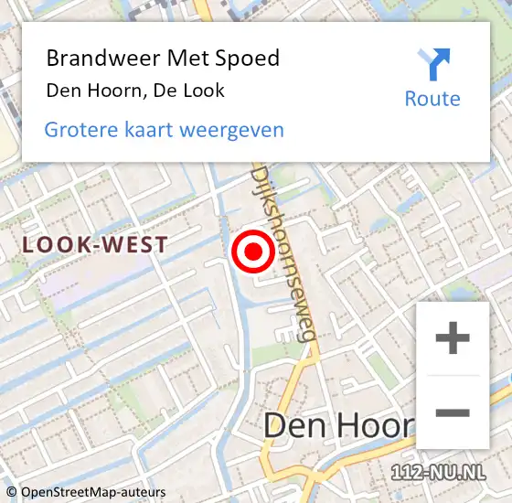 Locatie op kaart van de 112 melding: Brandweer Met Spoed Naar Den Hoorn, De Look op 27 oktober 2023 09:22