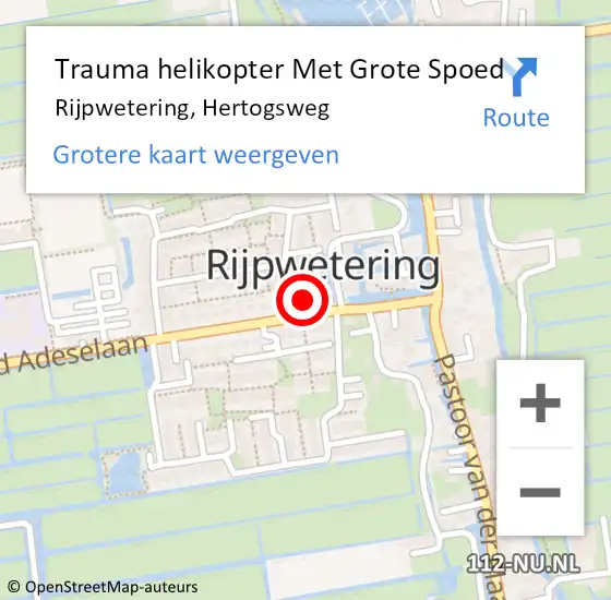 Locatie op kaart van de 112 melding: Trauma helikopter Met Grote Spoed Naar Rijpwetering, Hertogsweg op 27 oktober 2023 09:58