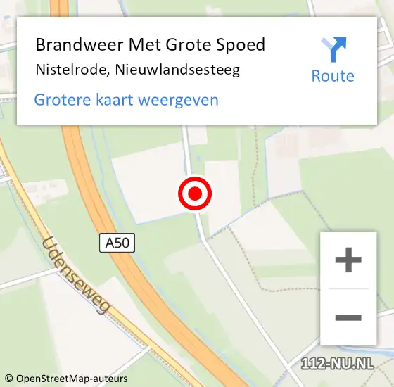 Locatie op kaart van de 112 melding: Brandweer Met Grote Spoed Naar Nistelrode, Nieuwlandsesteeg op 27 oktober 2023 10:02