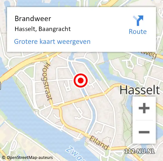 Locatie op kaart van de 112 melding: Brandweer Hasselt, Baangracht op 27 oktober 2023 10:13