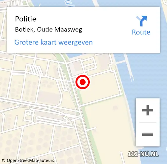 Locatie op kaart van de 112 melding: Politie Botlek, Oude Maasweg op 27 oktober 2023 10:17