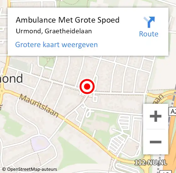 Locatie op kaart van de 112 melding: Ambulance Met Grote Spoed Naar Urmond, Graetheidelaan op 27 oktober 2023 10:22