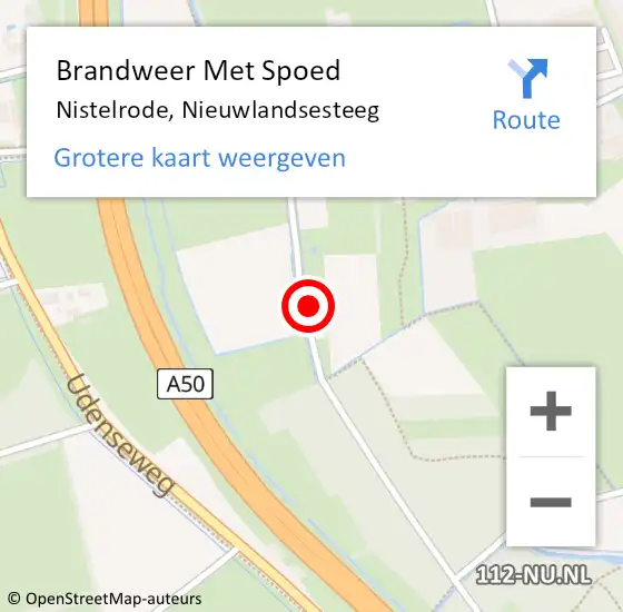 Locatie op kaart van de 112 melding: Brandweer Met Spoed Naar Nistelrode, Nieuwlandsesteeg op 27 oktober 2023 10:27