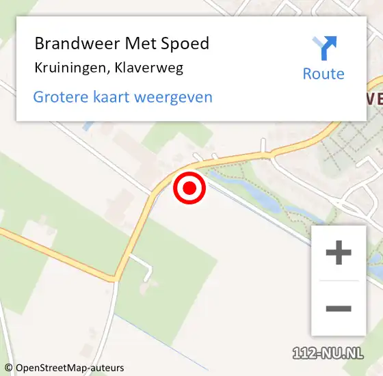 Locatie op kaart van de 112 melding: Brandweer Met Spoed Naar Kruiningen, Klaverweg op 27 oktober 2023 10:40