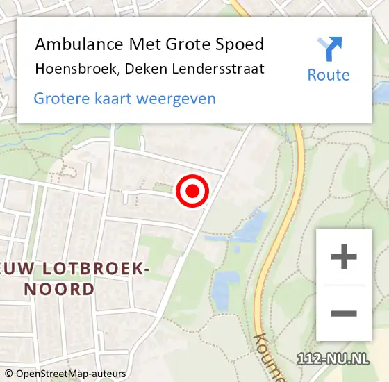 Locatie op kaart van de 112 melding: Ambulance Met Grote Spoed Naar Hoensbroek, Deken Lendersstraat op 12 september 2014 23:27
