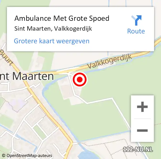 Locatie op kaart van de 112 melding: Ambulance Met Grote Spoed Naar Sint Maarten, Valkkogerdijk op 27 oktober 2023 11:02