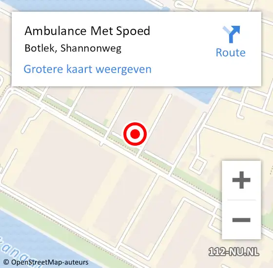 Locatie op kaart van de 112 melding: Ambulance Met Spoed Naar Botlek, Shannonweg op 27 oktober 2023 11:18