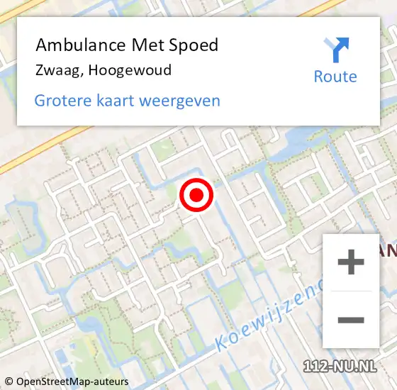 Locatie op kaart van de 112 melding: Ambulance Met Spoed Naar Zwaag, Hoogewoud op 27 oktober 2023 11:41