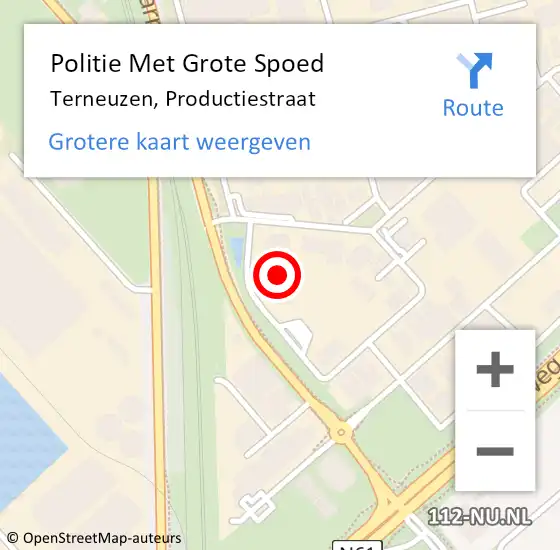 Locatie op kaart van de 112 melding: Politie Met Grote Spoed Naar Terneuzen, Productiestraat op 27 oktober 2023 11:50