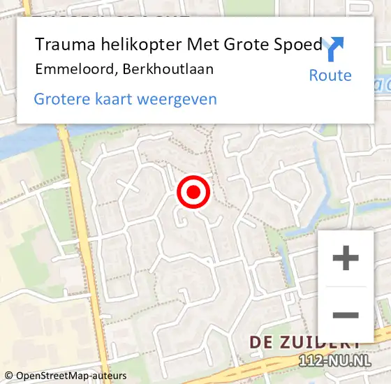 Locatie op kaart van de 112 melding: Trauma helikopter Met Grote Spoed Naar Emmeloord, Berkhoutlaan op 27 oktober 2023 11:56