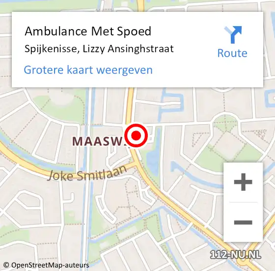 Locatie op kaart van de 112 melding: Ambulance Met Spoed Naar Spijkenisse, Lizzy Ansinghstraat op 27 oktober 2023 11:59