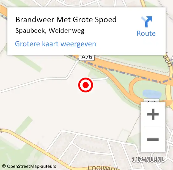 Locatie op kaart van de 112 melding: Brandweer Met Grote Spoed Naar Spaubeek, Weidenweg op 27 oktober 2023 12:13