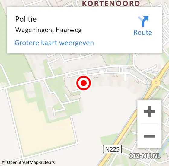 Locatie op kaart van de 112 melding: Politie Wageningen, Haarweg op 27 oktober 2023 12:14
