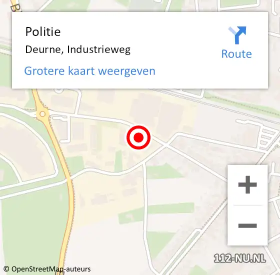 Locatie op kaart van de 112 melding: Politie Deurne, Industrieweg op 27 oktober 2023 12:18