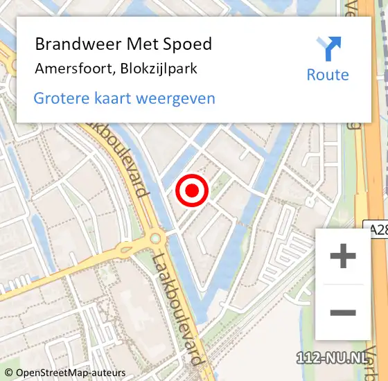 Locatie op kaart van de 112 melding: Brandweer Met Spoed Naar Amersfoort, Blokzijlpark op 27 oktober 2023 12:24