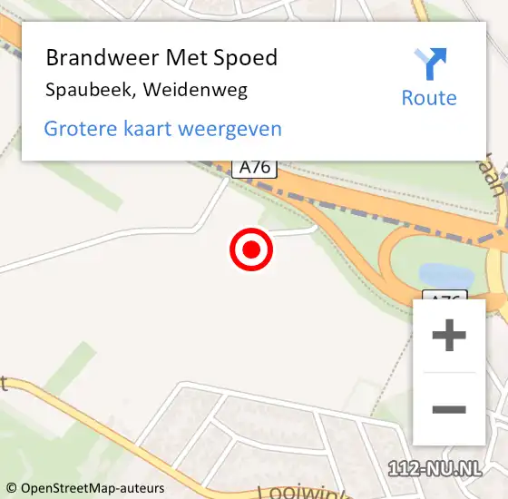 Locatie op kaart van de 112 melding: Brandweer Met Spoed Naar Spaubeek, Weidenweg op 27 oktober 2023 12:32