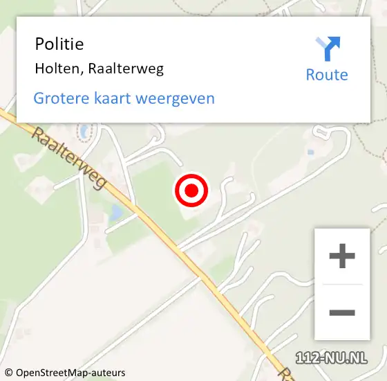 Locatie op kaart van de 112 melding: Politie Holten, Raalterweg op 27 oktober 2023 12:45