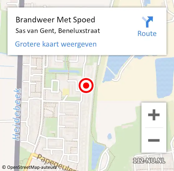 Locatie op kaart van de 112 melding: Brandweer Met Spoed Naar Sas van Gent, Beneluxstraat op 27 oktober 2023 13:04