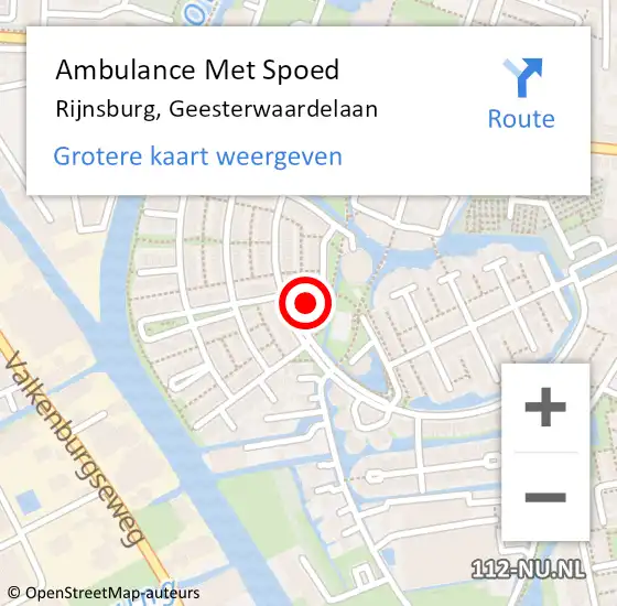 Locatie op kaart van de 112 melding: Ambulance Met Spoed Naar Rijnsburg, Geesterwaardelaan op 27 oktober 2023 13:10