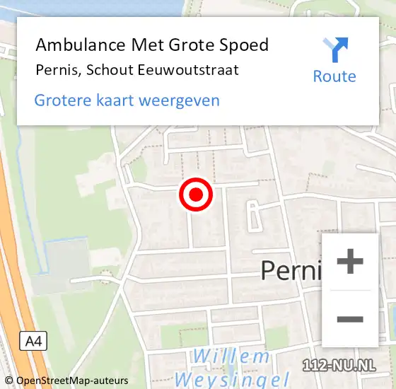 Locatie op kaart van de 112 melding: Ambulance Met Grote Spoed Naar Pernis, Schout Eeuwoutstraat op 27 oktober 2023 13:12
