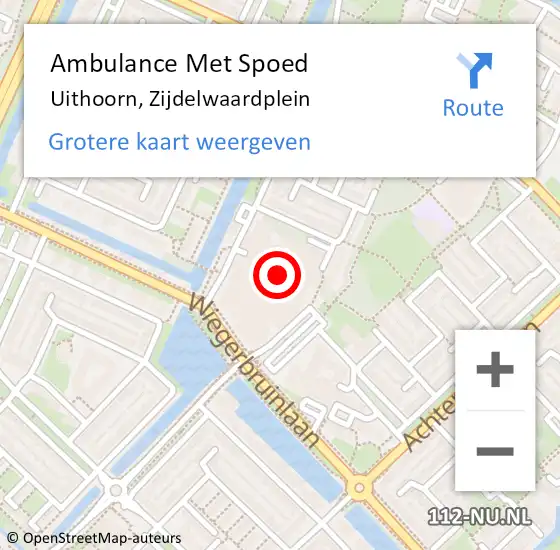 Locatie op kaart van de 112 melding: Ambulance Met Spoed Naar Uithoorn, Zijdelwaardplein op 27 oktober 2023 13:18