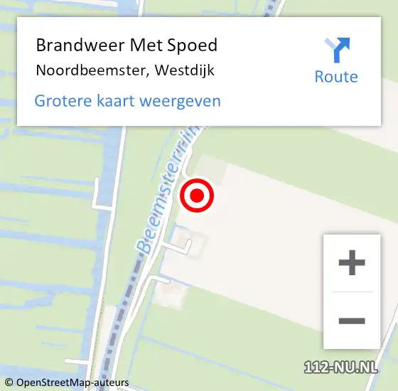 Locatie op kaart van de 112 melding: Brandweer Met Spoed Naar Noordbeemster, Westdijk op 27 oktober 2023 13:18