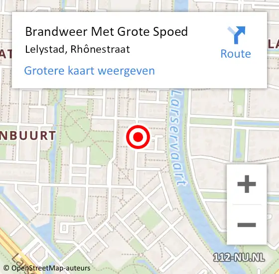 Locatie op kaart van de 112 melding: Brandweer Met Grote Spoed Naar Lelystad, Rhônestraat op 27 oktober 2023 13:29