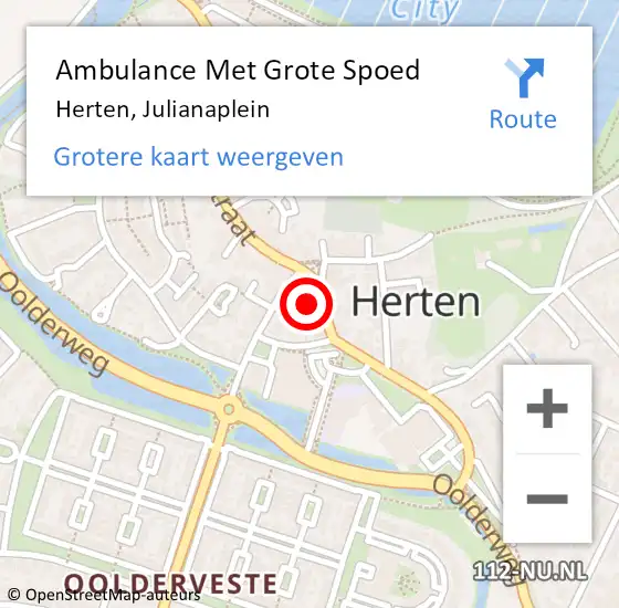 Locatie op kaart van de 112 melding: Ambulance Met Grote Spoed Naar Herten, Julianaplein op 27 oktober 2023 13:47