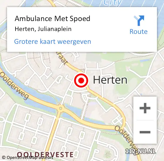 Locatie op kaart van de 112 melding: Ambulance Met Spoed Naar Herten, Julianaplein op 27 oktober 2023 13:58