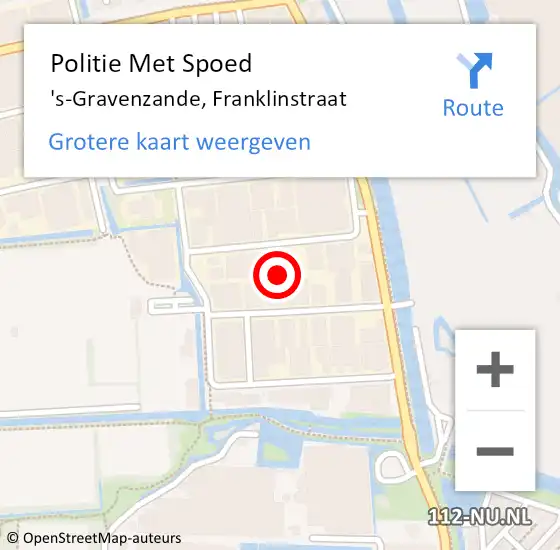 Locatie op kaart van de 112 melding: Politie Met Spoed Naar 's-Gravenzande, Franklinstraat op 27 oktober 2023 14:39