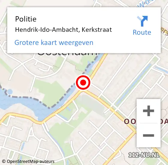 Locatie op kaart van de 112 melding: Politie Hendrik-Ido-Ambacht, Kerkstraat op 27 oktober 2023 14:41