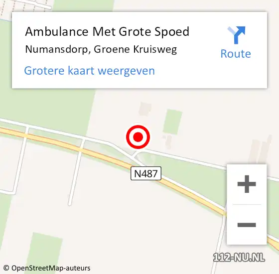 Locatie op kaart van de 112 melding: Ambulance Met Grote Spoed Naar Numansdorp, Groene Kruisweg op 27 oktober 2023 14:56