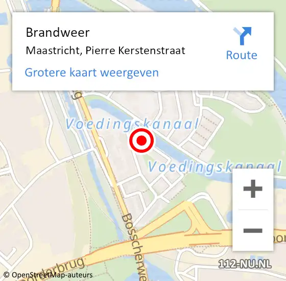 Locatie op kaart van de 112 melding: Brandweer Maastricht, Pierre Kerstenstraat op 13 september 2014 00:14