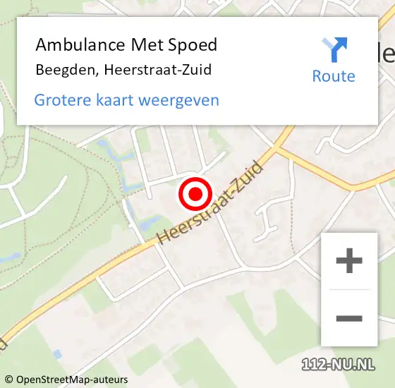 Locatie op kaart van de 112 melding: Ambulance Met Spoed Naar Beegden, Heerstraat-Zuid op 27 oktober 2023 15:09