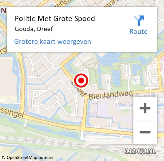 Locatie op kaart van de 112 melding: Politie Met Grote Spoed Naar Gouda, Dreef op 27 oktober 2023 15:13