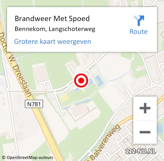 Locatie op kaart van de 112 melding: Brandweer Met Spoed Naar Bennekom, Langschoterweg op 27 oktober 2023 15:20