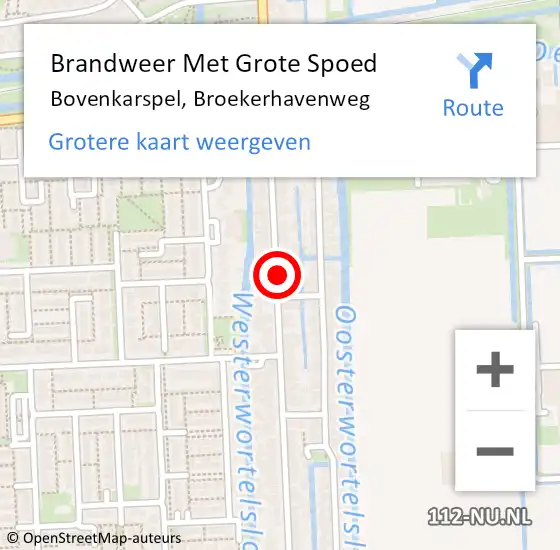 Locatie op kaart van de 112 melding: Brandweer Met Grote Spoed Naar Bovenkarspel, Broekerhavenweg op 27 oktober 2023 15:27