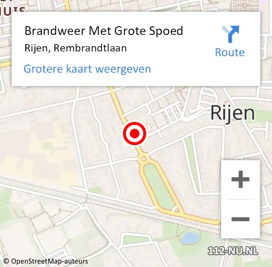 Locatie op kaart van de 112 melding: Brandweer Met Grote Spoed Naar Rijen, Rembrandtlaan op 27 oktober 2023 15:30