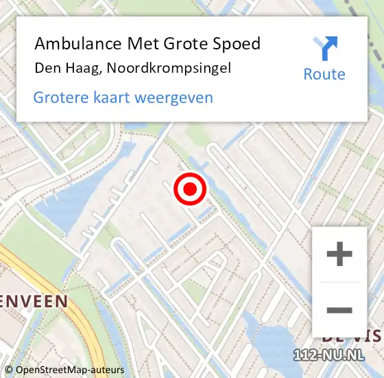 Locatie op kaart van de 112 melding: Ambulance Met Grote Spoed Naar Den Haag, Noordkrompsingel op 27 oktober 2023 15:35