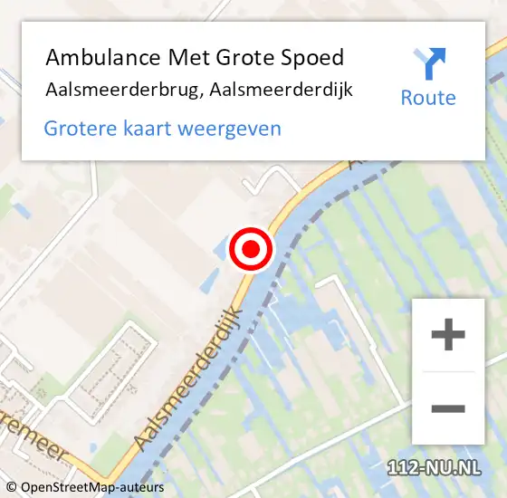 Locatie op kaart van de 112 melding: Ambulance Met Grote Spoed Naar Aalsmeerderbrug, Aalsmeerderdijk op 27 oktober 2023 16:18
