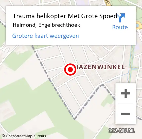 Locatie op kaart van de 112 melding: Trauma helikopter Met Grote Spoed Naar Helmond, Engelbrechthoek op 27 oktober 2023 16:27