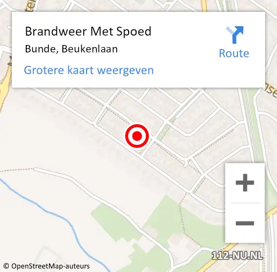 Locatie op kaart van de 112 melding: Brandweer Met Spoed Naar Bunde, Beukenlaan op 27 oktober 2023 16:55