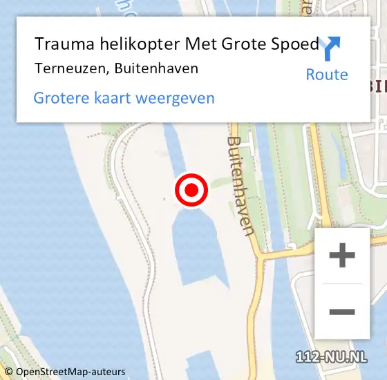 Locatie op kaart van de 112 melding: Trauma helikopter Met Grote Spoed Naar Terneuzen, Buitenhaven op 27 oktober 2023 16:58