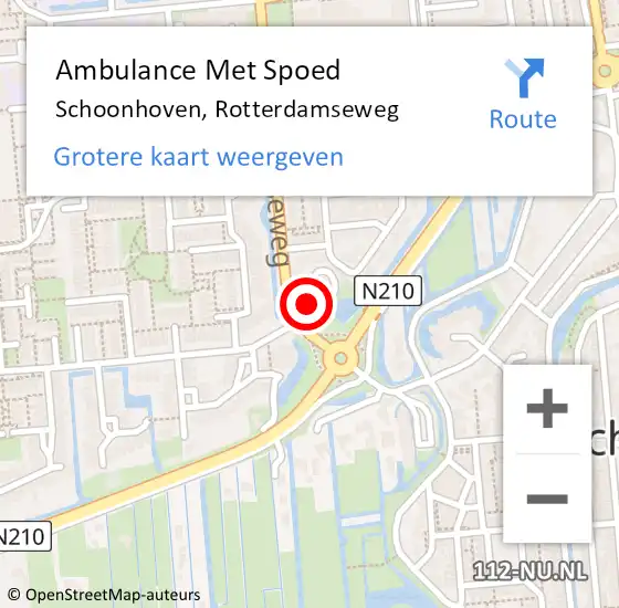 Locatie op kaart van de 112 melding: Ambulance Met Spoed Naar Schoonhoven, Rotterdamseweg op 27 oktober 2023 17:15