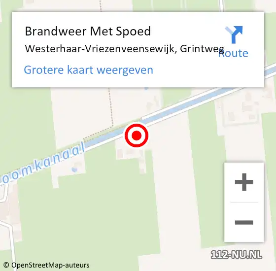 Locatie op kaart van de 112 melding: Brandweer Met Spoed Naar Westerhaar-Vriezenveensewijk, Grintweg op 27 oktober 2023 17:15