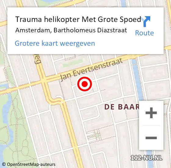 Locatie op kaart van de 112 melding: Trauma helikopter Met Grote Spoed Naar Amsterdam, Bartholomeus Diazstraat op 27 oktober 2023 17:17