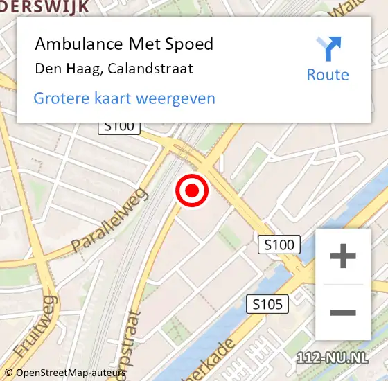 Locatie op kaart van de 112 melding: Ambulance Met Spoed Naar Den Haag, Calandstraat op 27 oktober 2023 17:24